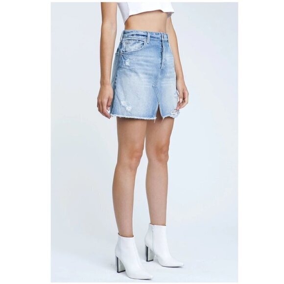 Distressed denim skirt - Picture 4 of 8